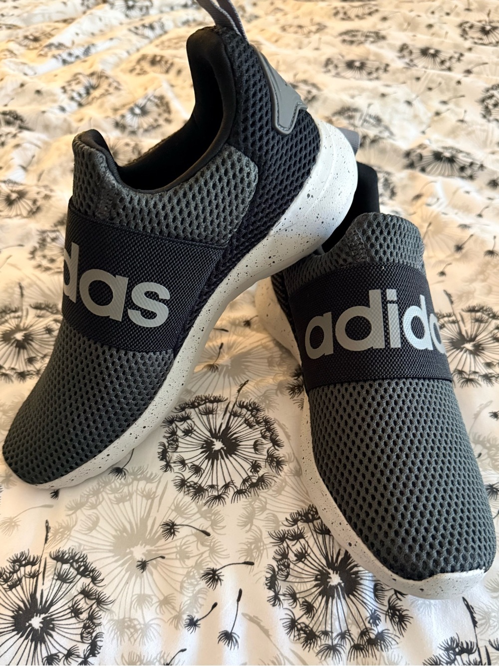 adidas Kids Grey and Black Slip-On Sneakers